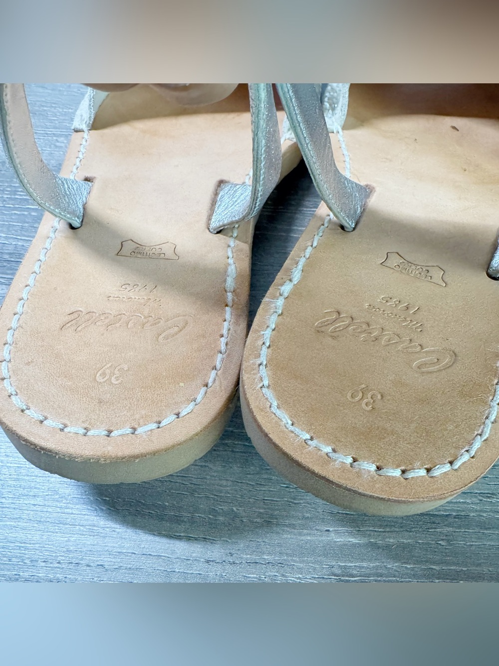 Castell Menorca Avarcas Menorquina Suede silver glitter Menorquinas sandals 39/9 - Picture 8 of 9